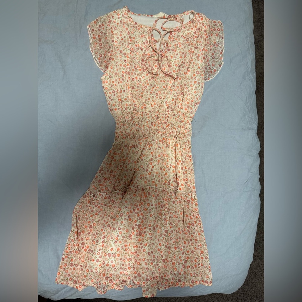 Altar'd State Cream Dress with Coral Floral Print